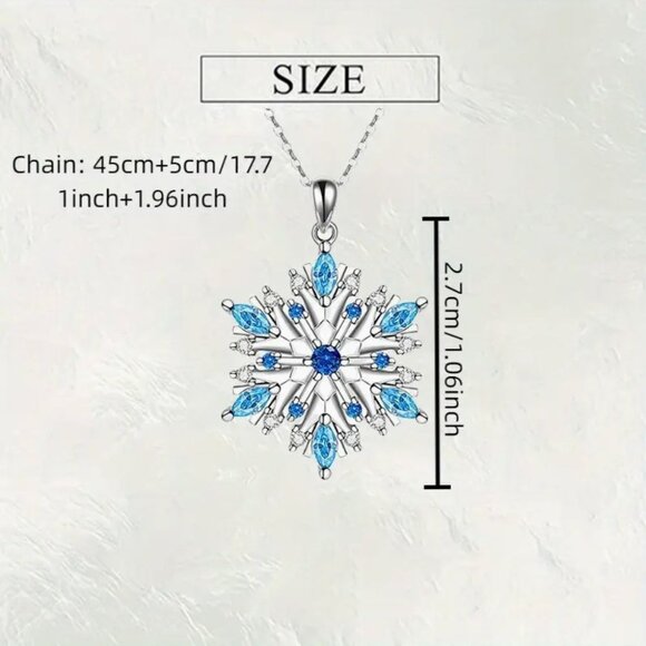 Snowflake Silver Tone & Blue Crystal Pendant Necklace & Earrings Set - Picture 2 of 2